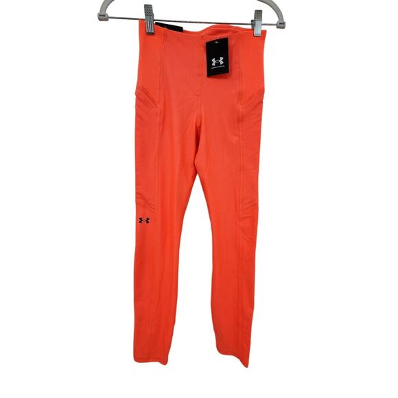 New NWT Under Armour UA 1378691 Ankle‎ Leggings Pink Orange Neon Compression XS - Picture 1 of 8